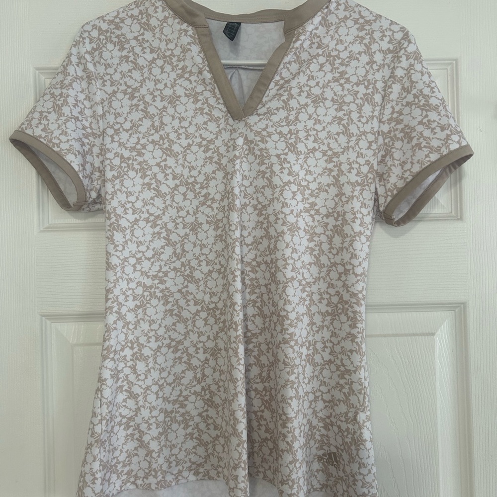 adidas Beige Floral Short Sleeve Top